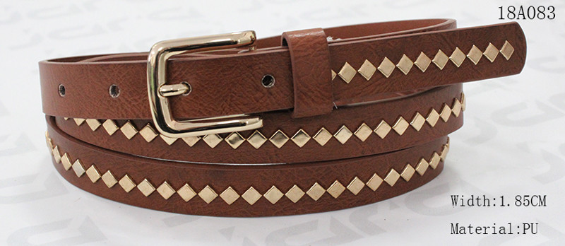 Wholesale Polished Patterns Womens Fashion Belts With Gold Buckle And Square Metal Studs 1.85cm Width from china suppliers