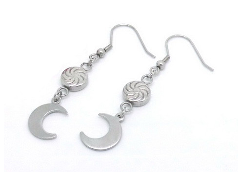 Wholesale Sun And New Moon Style Stainless Steel Dangle Earrings For Young Girl's Daily Decoration from china suppliers