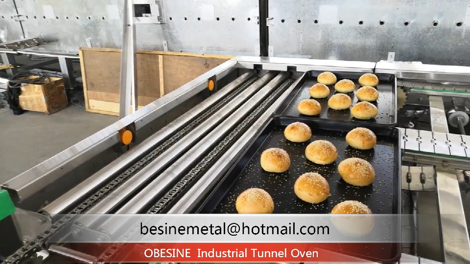 Automatic Bakery Equipments Gas Tunnel Oven For Cake Breads Burger Buns Pizza