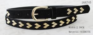 Wholesale Fake Suede Ladies Fashion Belts Ln Gold Color Of Rhombus Shape Metal & Buckle from china suppliers