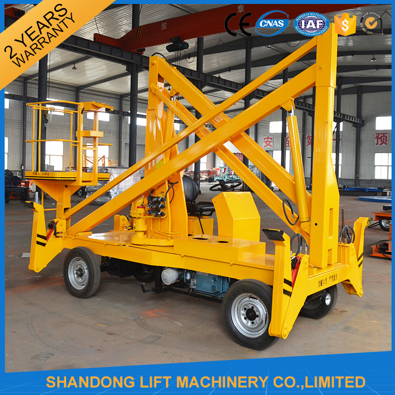 China Work Platform Trailer Mounted Boom Lift , 15m 200kgs Automatic Mobile Towable Boom Lift on sale