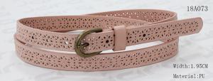 Wholesale Old Brass Buckle Pink PU Ladies Stretch Belts With Punching Patterns from china suppliers