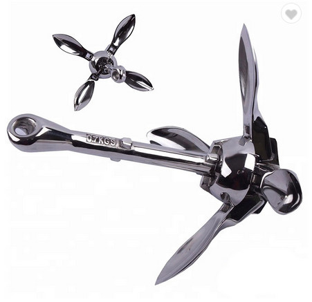 Wholesale 1.5lb 8inch Marine Hardware Folding Grapnel Anchor Silver Claw from china suppliers