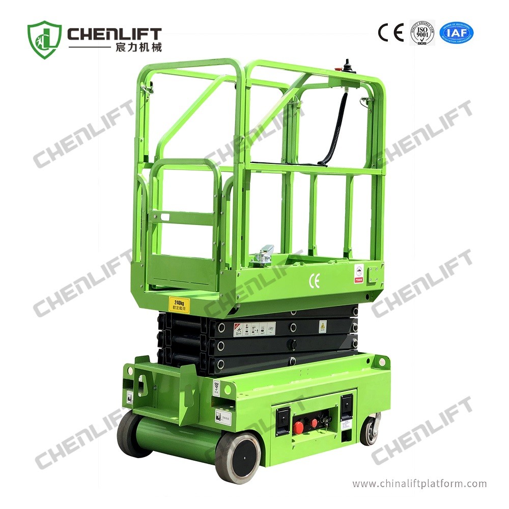 Wholesale 3.9m Platform Height 240kg Load Mini Electric Scissor Lift With DC Power from china suppliers