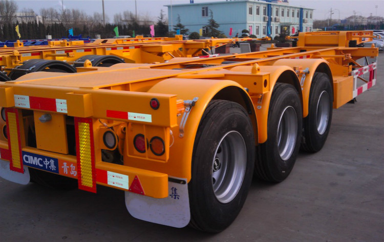 Wholesale 20ft Or 40ft Flatbed Container Semi Trailer CIMC Skeleton Single Tire from china suppliers