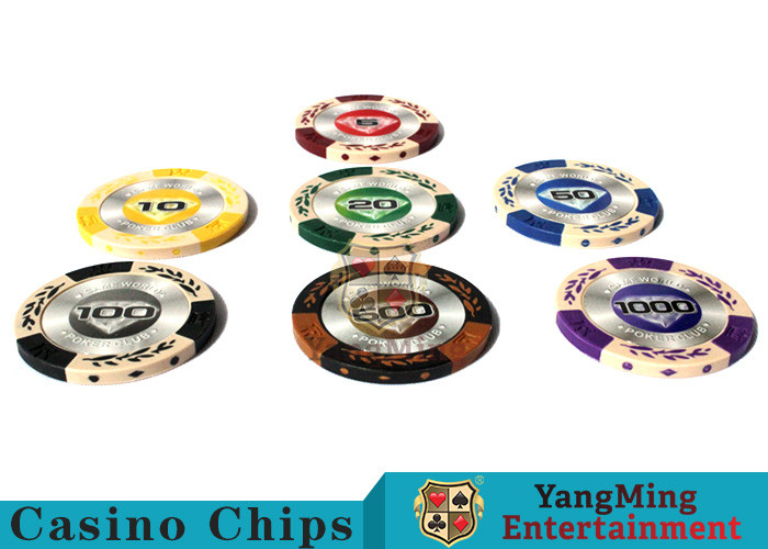 14g Custom Clay Poker Chips With Mette Sticker 3.4mm Thickness