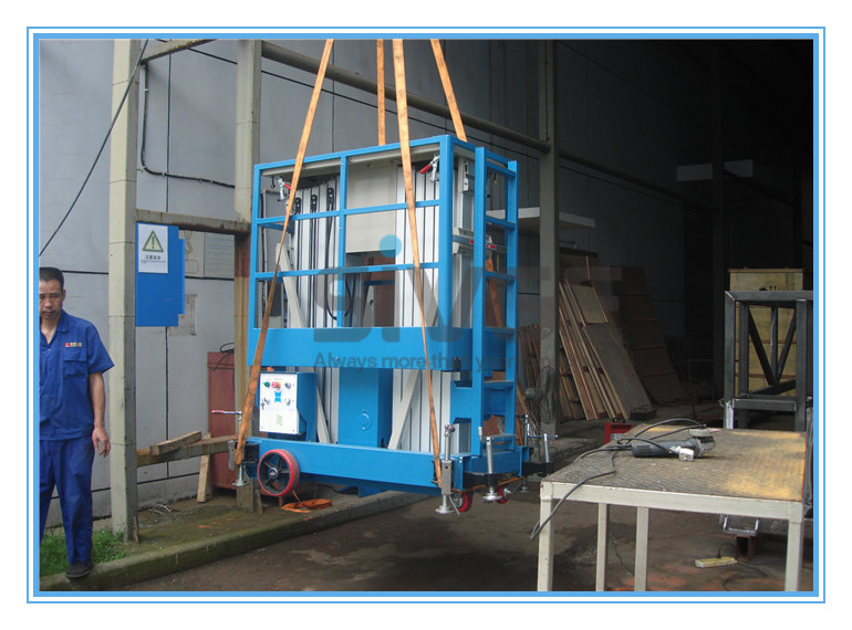 Wholesale Dual Mast Mobile Elevating Work Platform For 2 Persons 8 Meter Platform Height from china suppliers