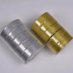 Wholesale High Quality 3/4" Gold And Silver Ribbon Glitter Grosgrain Ribbon Hair