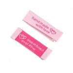 Customized Garment Label for Clothes accessories Folded Woven Pink Label