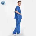 Two Pieces Medical Scrub Suits Uniforms SMS Short Sleeve Shirt And Pants