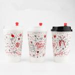 Single Wall Christmas Disposable Coffee Cups , Milk / Tea 12 Oz Paper Cups