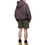 Hooded Collar Printing Streetwear Brown Zip Up Crop Top Hoodie with 500 Gsm
