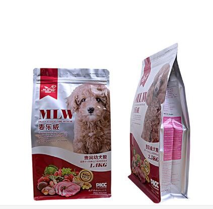 High Quality Custom Printed Laminated Flat Bottom Dog Pet Food Packaging Bag With Resealable Zipper
