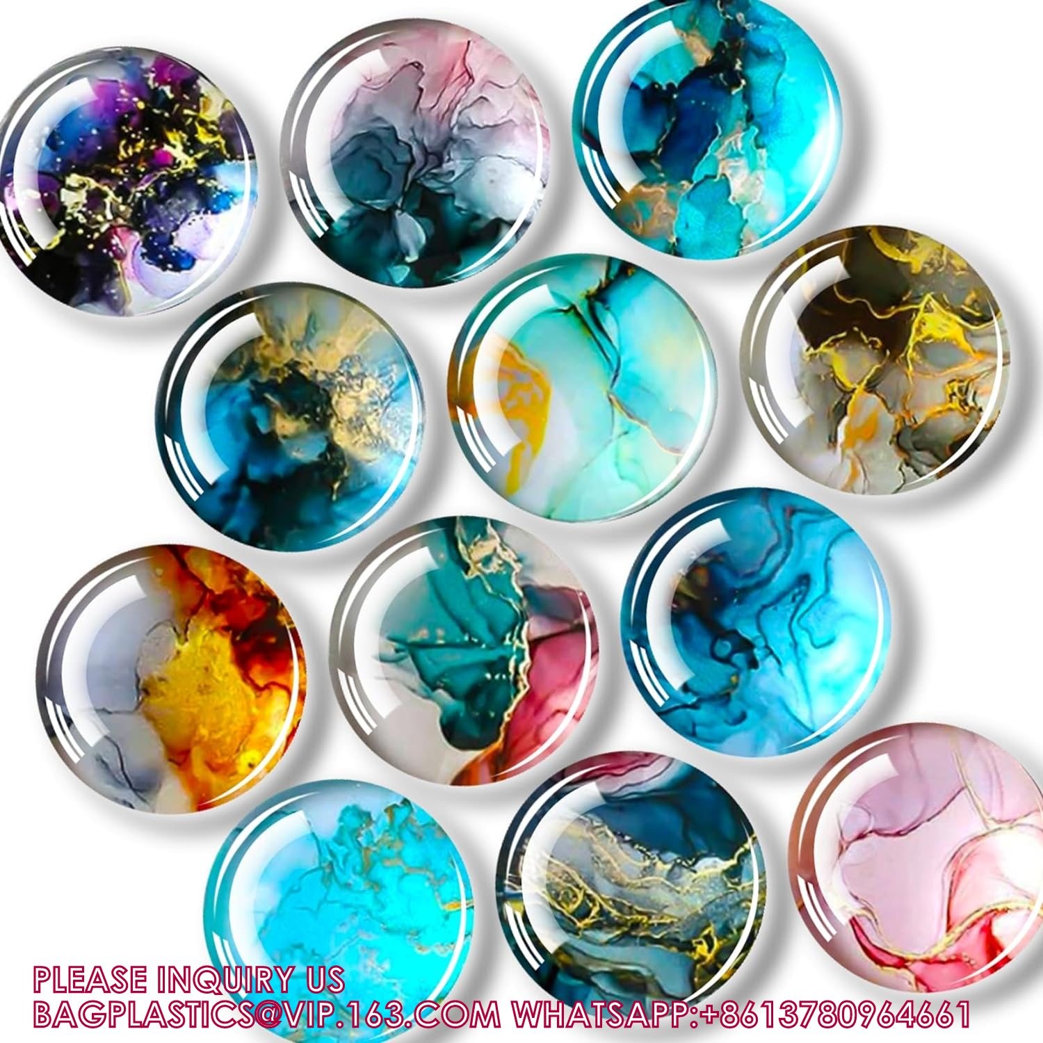 Mixed-Color Glitter Glass Fridge Magnets For Whiteboard/Locker/Cabinet.Refrigerator Magnets Decorative Magnet