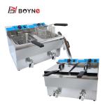 Counter Top Commercial Kitchen Cooking Equipment Double Tank 12L Deep Fryer With