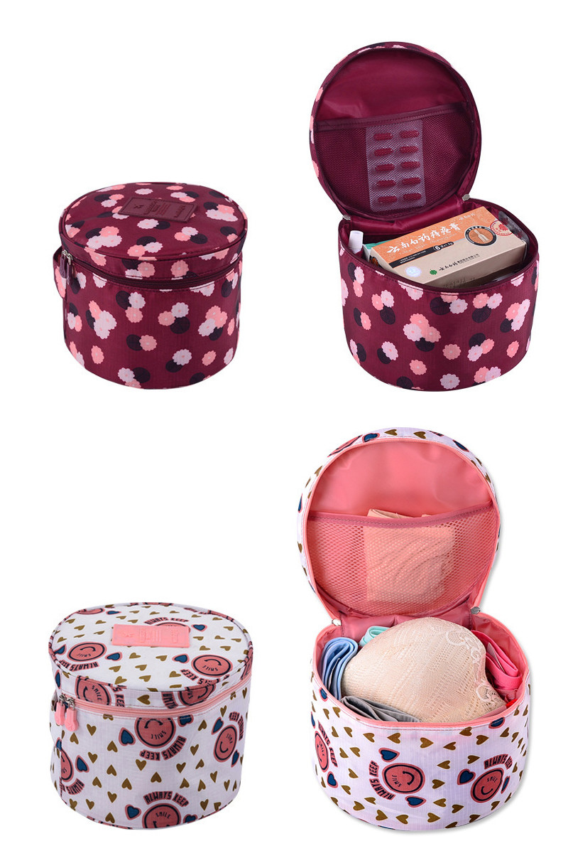Outdoor Travel Beauty Storage Round Polyester Makeup Wash Bag