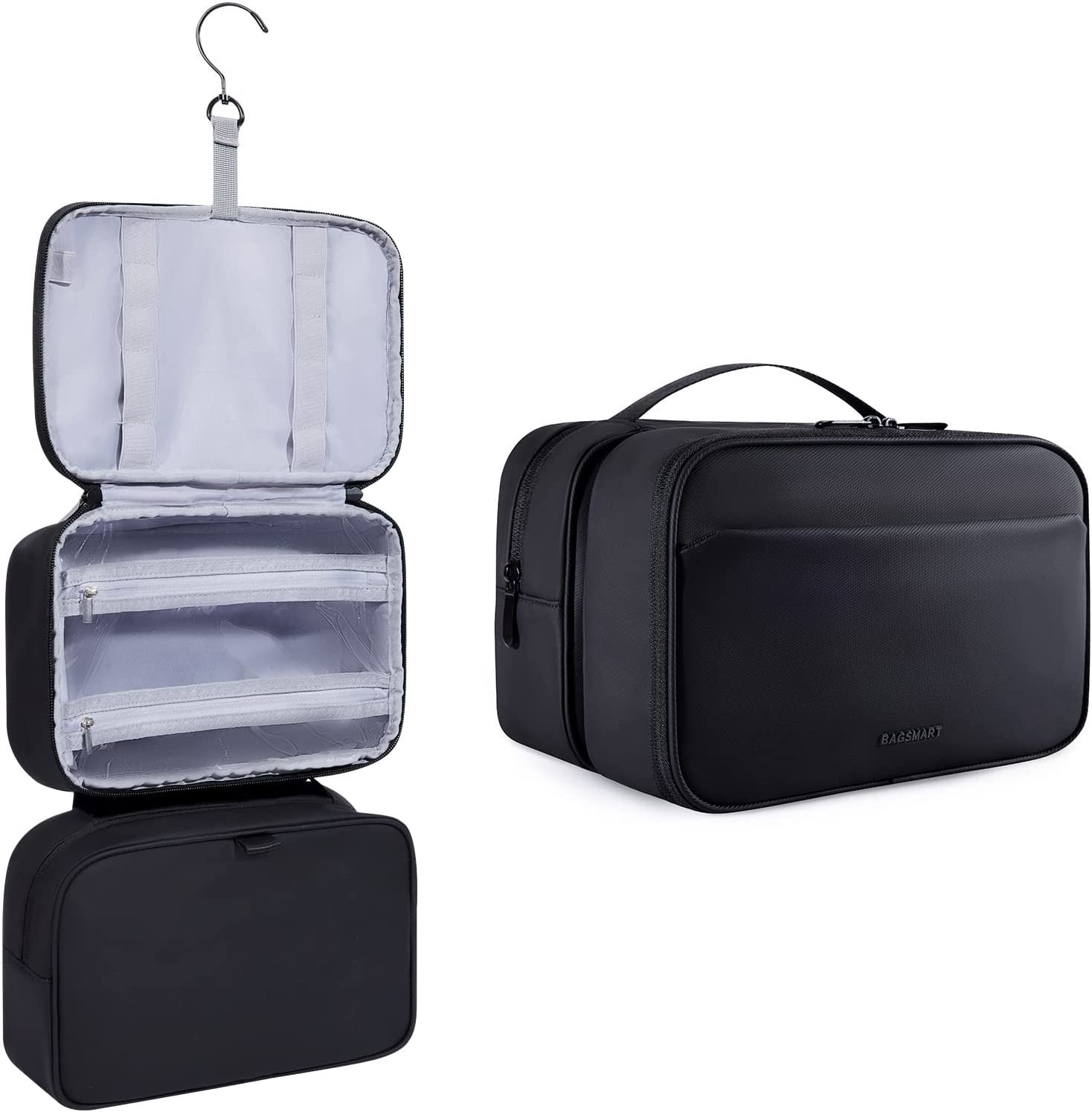 Water Resistant Bathroom Toiletries Organizer PU Leather Cosmetic Bags For Men Women