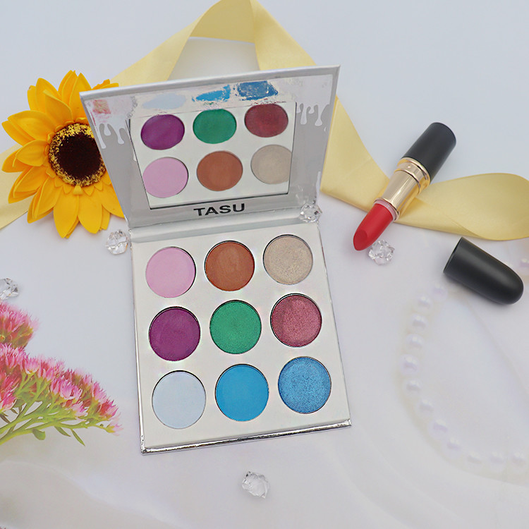 Silver Cardboard Shell Makeup Eyeshadow Palette 9C Color ODM Private Label