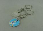 Promotional 2D Shopping Cart Coin Keychain , Iron Stamped Custom Metal Tokens