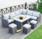 Pe 3 Piece Patio Wicker Rattan Sofa Set Outdoor Dining Table Chairs Furniture