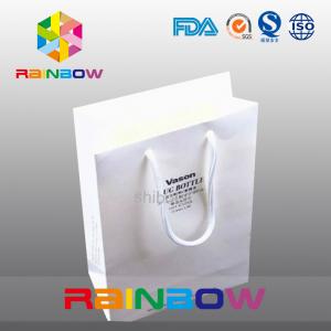 China Eco Friendly Simply Printed White Paper Bags Wirh Paper String For Clothes on sale