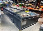 Supermarket Chicken Island Display Freezer Sliding Door Deep Refrigerator