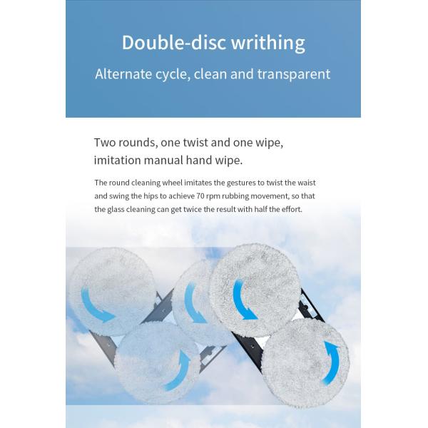 90W Magnetic Window Cleaner Robot with 2800Pa Suction