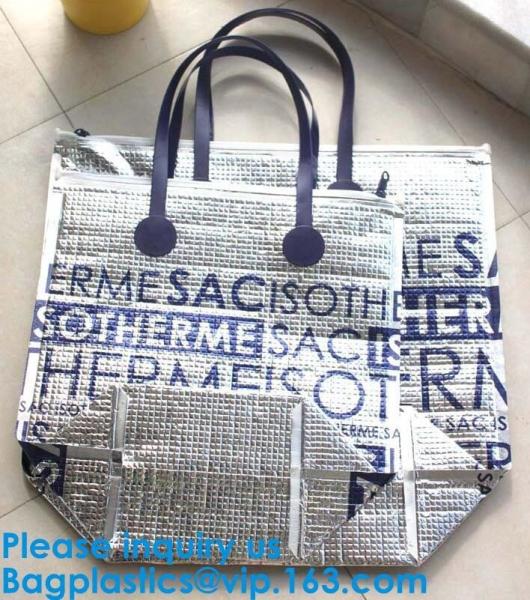 Silver Aluminium Foil Cake Pizza Carrier Insulated Thermal Lunch Picnic Bag