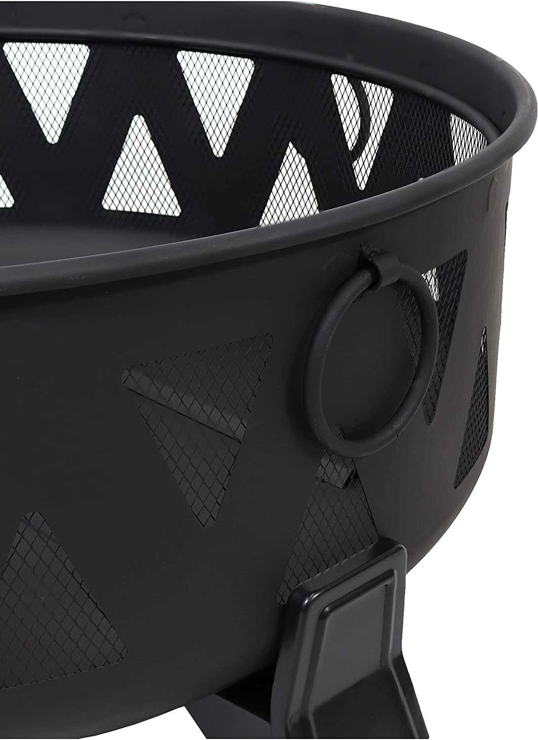 Portable Steel Charcoal Fire Pit With Geometric Triangle Cutouts Outdoor