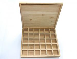 China Bamboo Wooden Tea Bag Box , Wooden Tea Display Box With 30 Removable Slots on sale