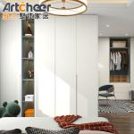 Customized Wooden Clothes Hinge Door Wardrobe with LED Closet Modern Bedroom