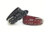 BRACHI Women's Fashion Studded Leather Belt With Single Prong Buckle 1-1/8