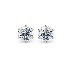 Wholesale Six Claw White CZ Stud Earrings 925 Sterling Silver 18K Cubic Zirconia Stud Earrings from china suppliers