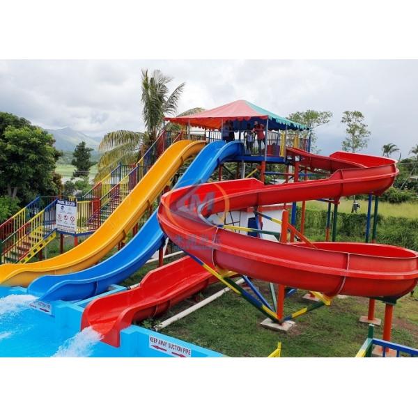 Colorful Fiberglass Spiral Water Slide With Pool Easy Installation