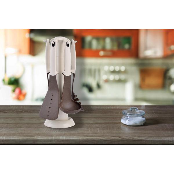 Non Stick Kitchen Utensil Set with Holder 7 Pieces and Heat Resistant up to 480°F