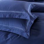 Dark Blue Home Textile Products Egyptian Cotton Bedding Sets Good Permeability