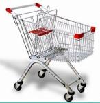 Steel Wire Shopping Trolley Grocery , Supermarket Folding Wire Shopping Cart