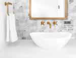 Inkjet printing SGS Hexagon Mosaic Wall Tile , 48x6mm Countertop Glass Tile Wood