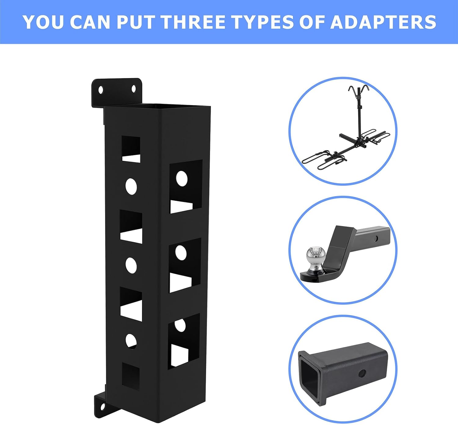 Hitch Wall Mounted 1" 1.25" 2" Hitch Receiver for Bicycle Ski Cargo Rack Storage Garage Organization