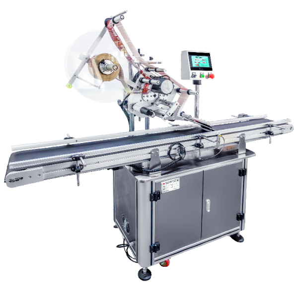 PLC HMI Control Flat Bag Labeling Machine Applicator For Food Container bag