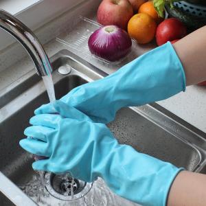 Wholesale Kitchen Long Natural Rubber Latex Gloves , Flock Lined Latex Gloves from china suppliers