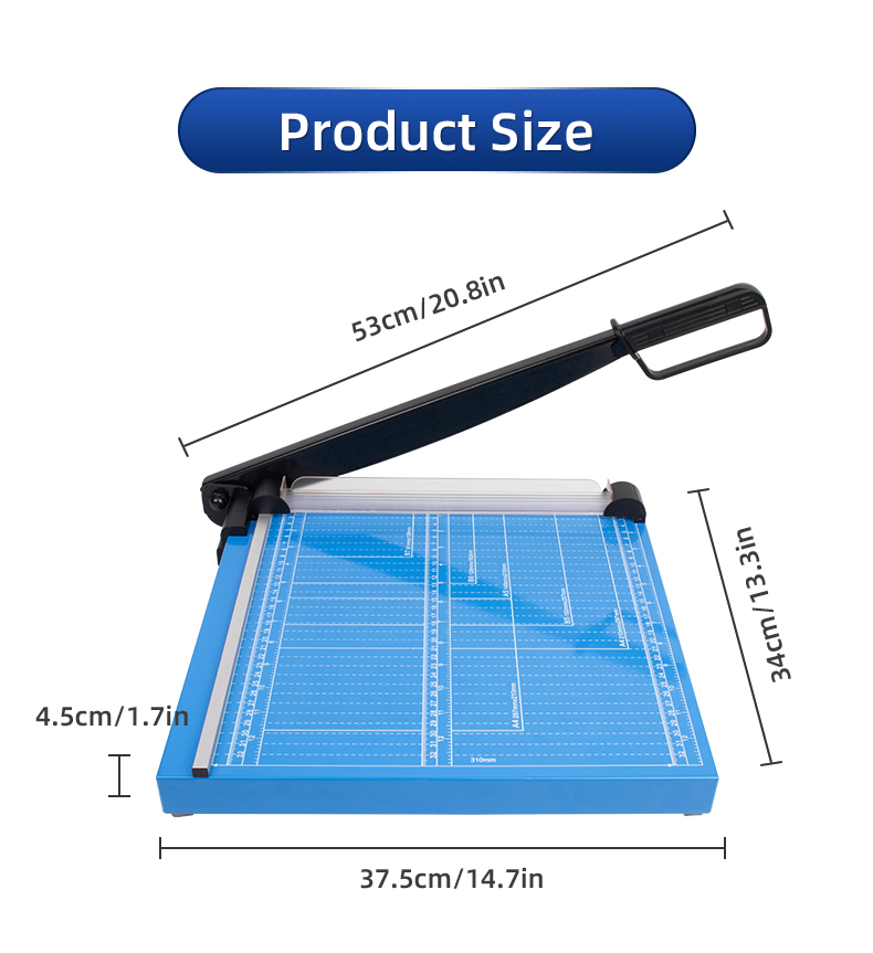 Professional A4 Manual Desktop Paper Cutter with Blue Base and Metal ABS Construction