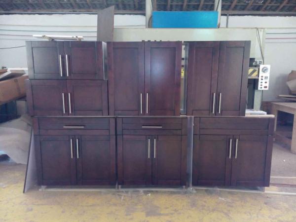 Cherry solid wood kitchen cabinet,Stock kitchen cabinet,Ready to send kitchen