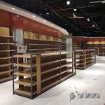 Wooden Grocery Gondola Shelving Multi Layers Cold Rolled Steel Material economic