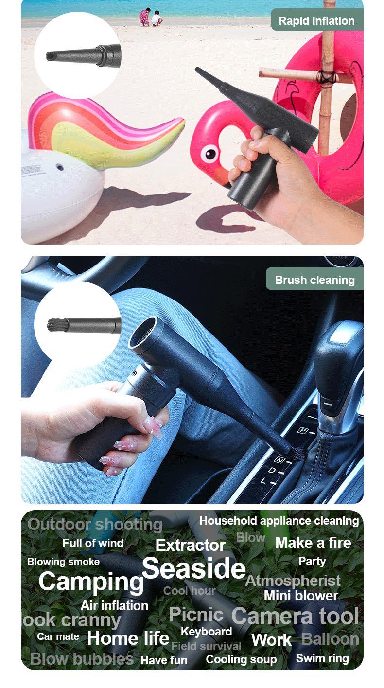 Multifunction High Speed Portable Handheld Type-C Charging Multi Function Super Powerful Air Blower Mini Turbo Jet Fan
