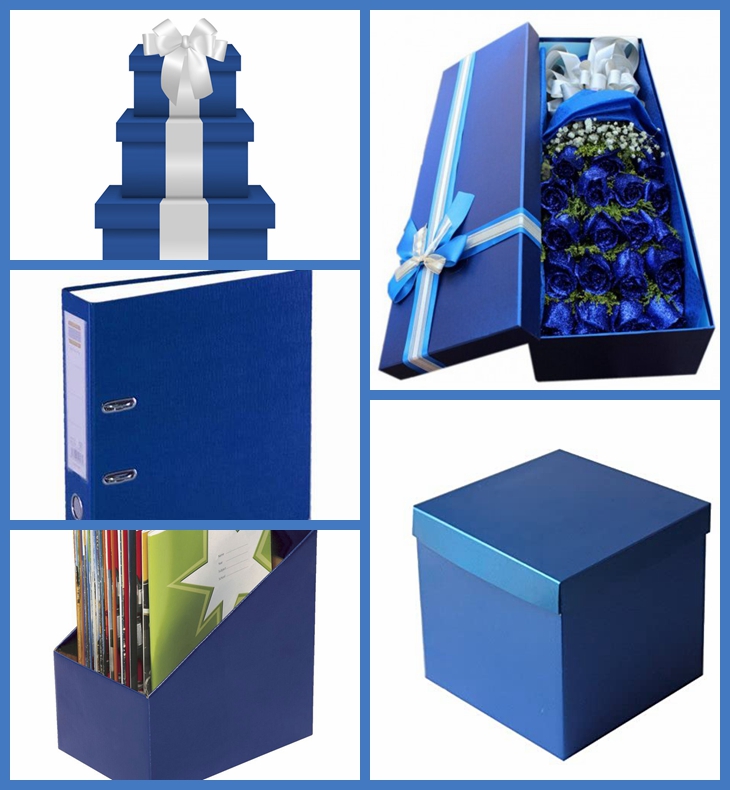 Glossy blue painted paperboard