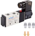 ‎Aluminum Pilot Operated Pneumatic Solenoid Valve 2 Position 5 Way For Double