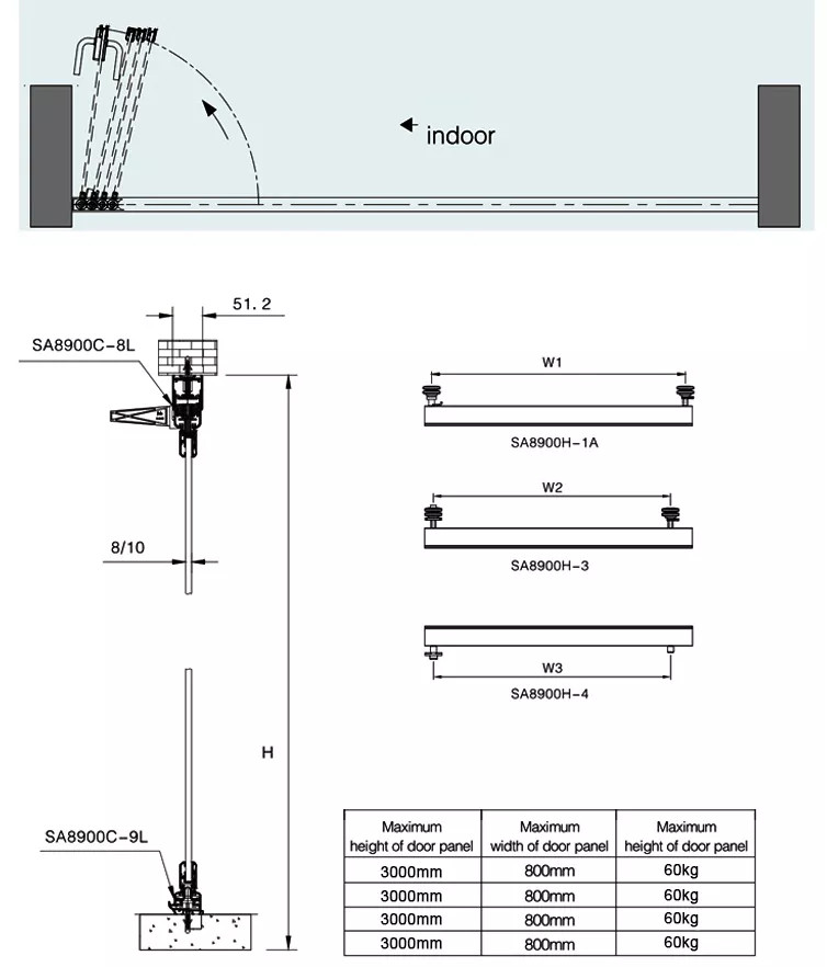 Office Frameless Aluminium Sliding Partition Door Wall Custom Glass Bi Folding Door
