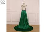 Yellow Long Tail Gown Stretch Satin Fabric Sleeveless Backless Bandage For Party