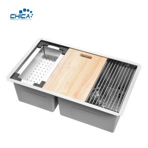Wholesale Stainless Steel Kitchen Sink Handmade Kitchen Sink Topmount Kitchen Sink Double Bowl Kitchen Sink from china suppliers